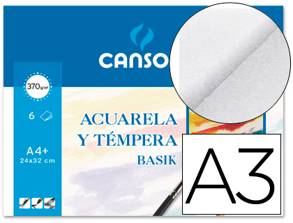 6h papel dibujo Canson Basik Acuarel A3 370g/m²